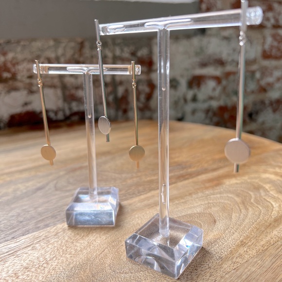 Brushed Metal Dangle Disc Earrings - Picture 2 of 16